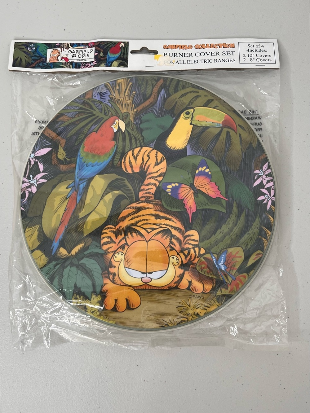 NEW Garfield Odie Burner Cover Set For Electric Ranges Jungle Theme 2 10” 2 8”